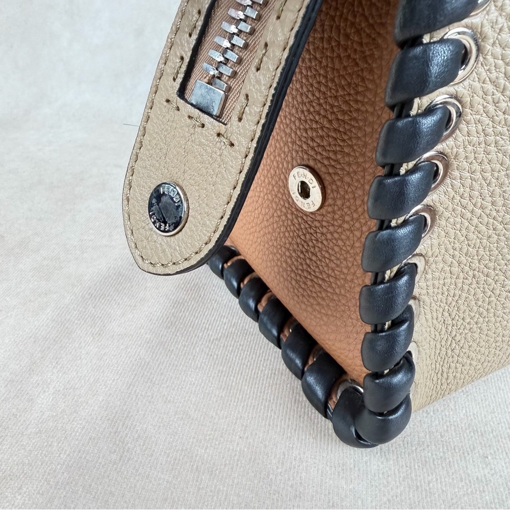 Fendi Selleria Leather Top Handle Crossbody Bag Reversible Wide Strap - Picture 13 of 17
